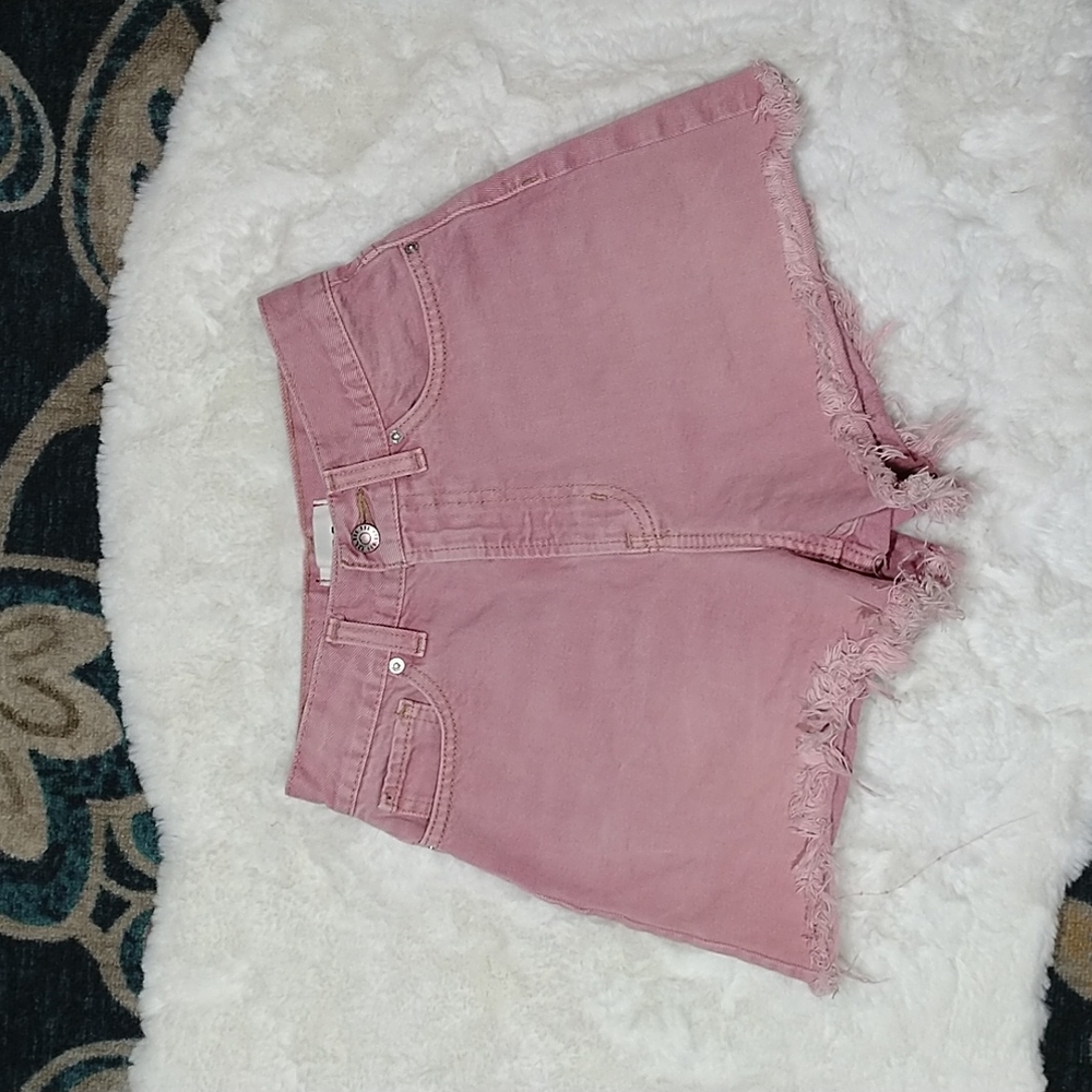 BDG urban outfitters A line short pink high rise jean shorts sz 25